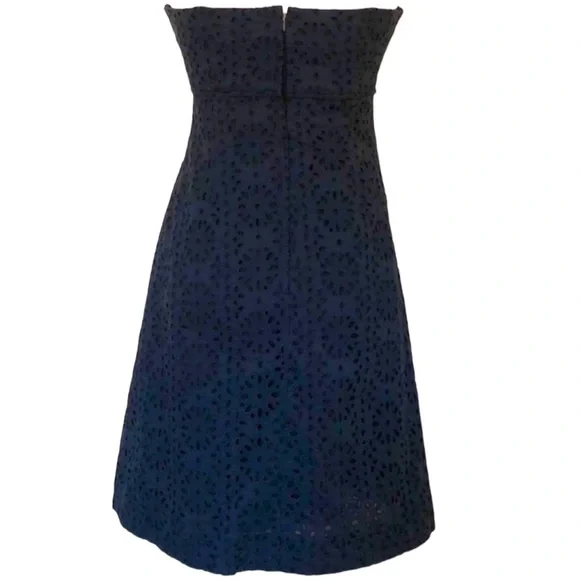 J. Crew Navy Blue Strapless Eyelet Sheath … - Picture 5 of 7